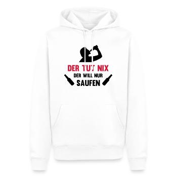 Der tut nix nur saufen - Männer Premium Bio Hoodie - Weiß - Vorne - Nico (187cm)