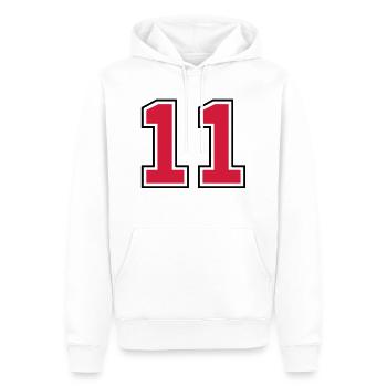 11__f2 - Männer Premium Bio Hoodie - Weiß - Vorne - Nico (187cm)