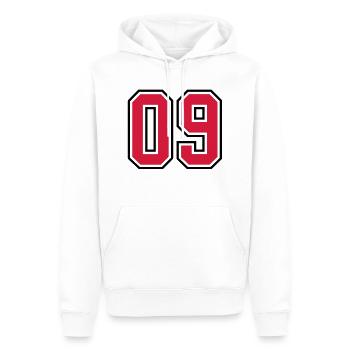 09 sports jersey football number - Männer Premium Bio Hoodie - Weiß - Vorne - Nico (187cm)