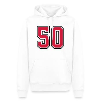 50 sports jersey football number - Herre Premium økologisk hoodie - hvid - Foran - Nico (187cm)
