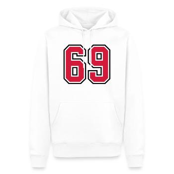69 sports jersey football number - Männer Premium Bio Hoodie - Weiß - Vorne - Nico (187cm)