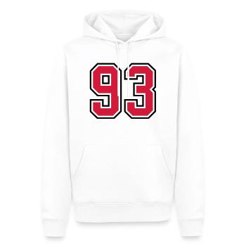 93 sports jersey football number - Herre Premium økologisk hoodie - hvid - Foran - Nico (187cm)