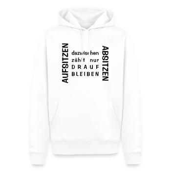 Aufsitzen Absitzen - Männer Premium Bio Hoodie - Weiß - Vorne - Nico (187cm)