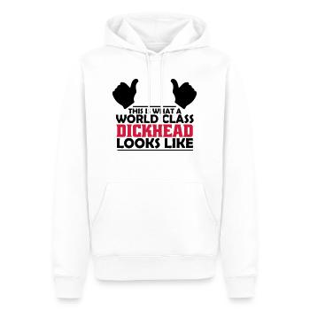 world class dickhead - Men’s Premium Organic Hoodie - white - Front - Nico (187cm)