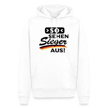 So sehen Sieger aus - Männer Premium Bio Hoodie - Weiß - Vorne - Nico (187cm)