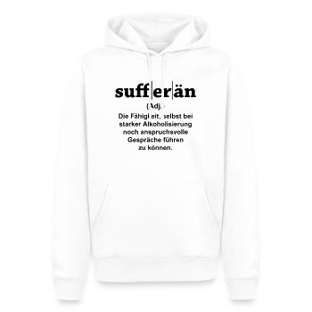 Sufferän - Männer Premium Bio Hoodie - Weiß - Vorne - Nico (187cm)