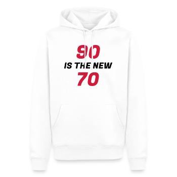 90 / anniversaire / Sport / Fête - Sweat à capuche Premium bio Homme - blanc - Devant - Nico (187cm)