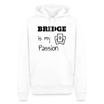 bridge / bridgeur / bridgeuse / cartes - Sweat à capuche Premium bio Homme - blanc - Devant - Nico (187cm)