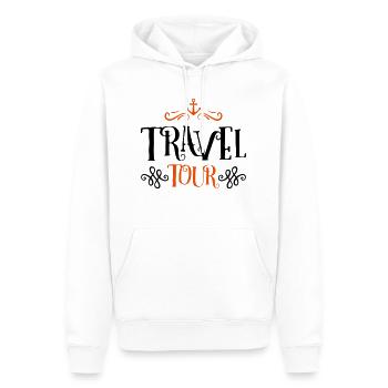 travel tour - Männer Premium Bio Hoodie - Weiß - Vorne - Nico (187cm)