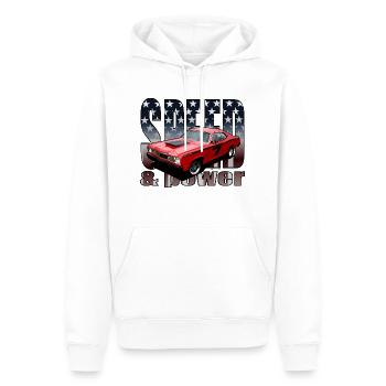 MuscleCar - Sweat à capuche Premium bio Homme - blanc - Devant - Nico (187cm)