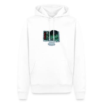Elektronik kommt aus dem Fernseher - Männer Premium Bio Hoodie - Weiß - Vorne - Nico (187cm)