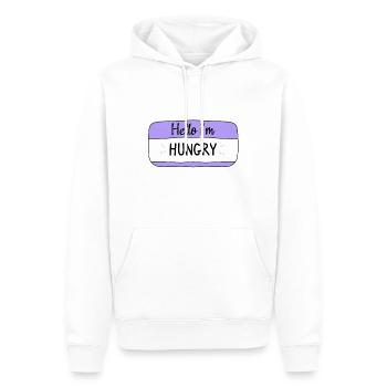 Bonjour j'ai faim, T-shirt drôle - Sweat à capuche Premium bio Homme - blanc - Devant - Nico (187cm)