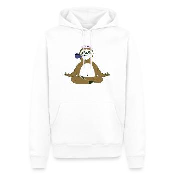yoga,whistle, sloth, relaxation,namaste - Men’s Premium Organic Hoodie - white - Front - Nico (187cm)