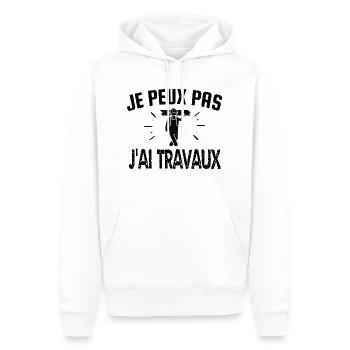 je peux pas j'ai travaux - Sweat à capuche Premium bio Homme - blanc - Devant - Nico (187cm)