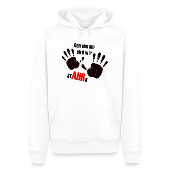 We AHR together | Ahrtal Hochwasser SolidAHRität - Männer Premium Bio Hoodie - Weiß - Vorne - Nico (187cm)