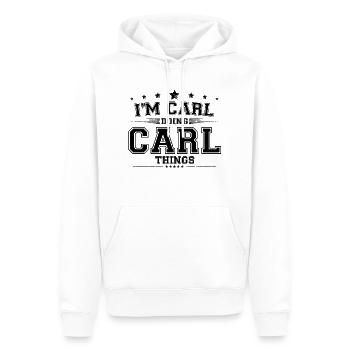 Je suis Carl en train de faire des choses Carl - Sweat à capuche Premium bio Homme - blanc - Devant - Nico (187cm)