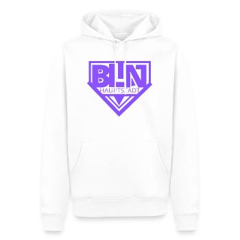 Berlin BLN Hauptstadt Purple - Männer Premium Bio Hoodie - Weiß - Vorne - Nico (187cm)