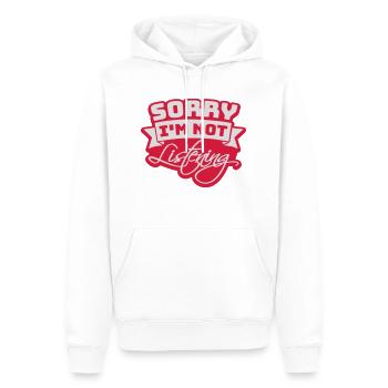désolé de ne pas écouter - Sweat à capuche Premium bio Homme - blanc - Devant - Nico (187cm)