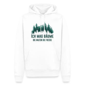 Baum Wald lustige Sprüche Fresse halten Humor - Männer Premium Bio Hoodie - Weiß - Vorne - Nico (187cm)