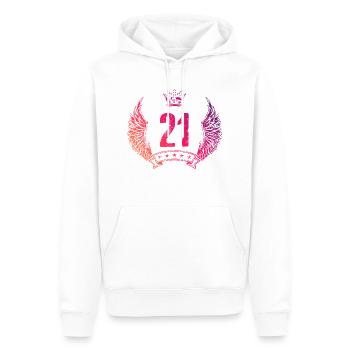 21 Number crown - Men’s Premium Organic Hoodie - white - Front - Nico (187cm)