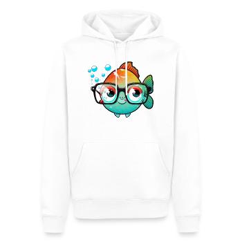 Kawaii Süßer Glücklicher Bunter Fisch mit Sonnenbrille - Männer Premium Bio Hoodie - Weiß - Vorne - Nico (187cm)