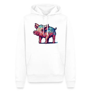 Mignon petit porcelet au look 8 bits - Sweat à capuche Premium bio Homme - blanc - Devant - Nico (187cm)
