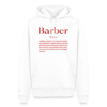 Barber Definition - Men’s Premium Organic Hoodie - white - Front - Nico (187cm)