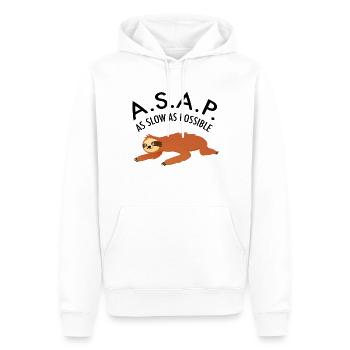 ASAP As Slow As Possible Sloth Chill Relax - Men’s Premium Organic Hoodie - white - Front - Nico (187cm)