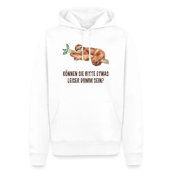 Können sie bitte etwas leiser dumm sein? Faultier - Männer Premium Bio Hoodie - Weiß - Vorne - Nico (187cm)