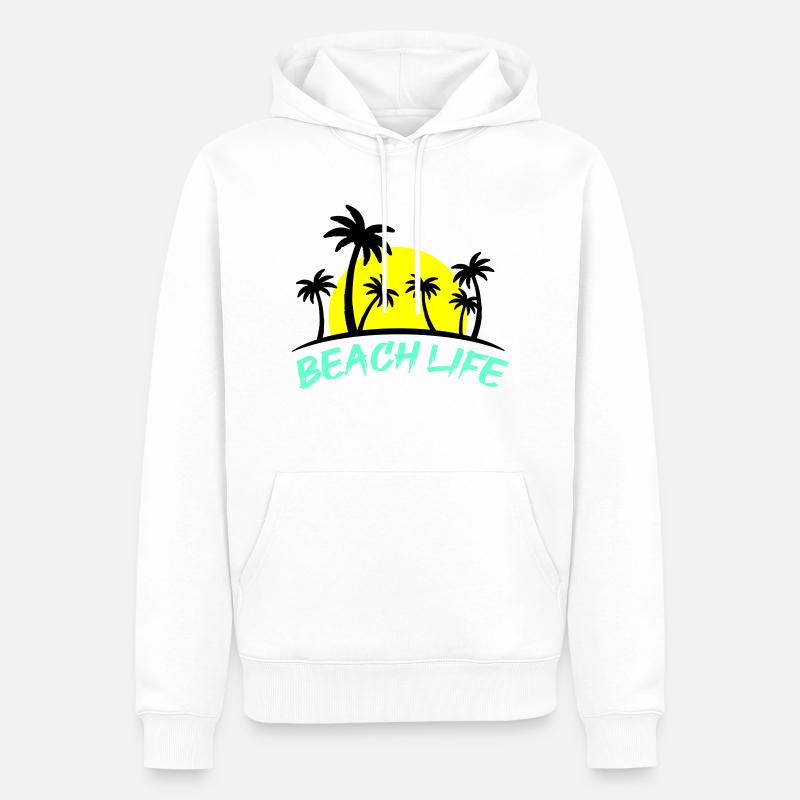 La vie à la plage - Sweat à capuche Premium bio Homme - blanc