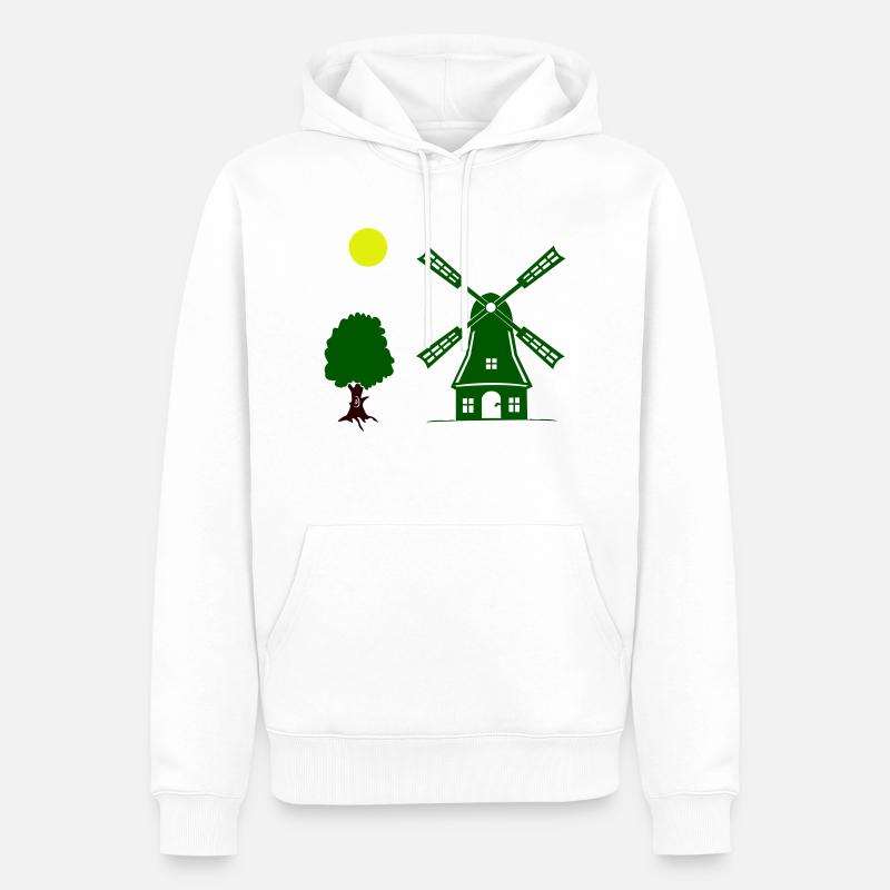 Arbre du moulin à vent - Sweat à capuche Premium bio Homme - blanc