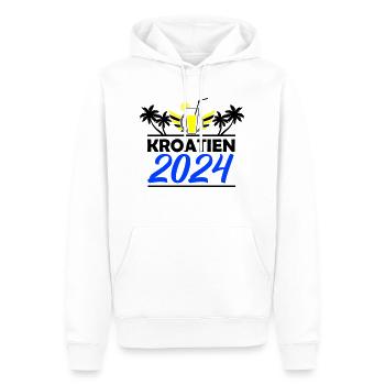 Croatie 2024 - Sweat à capuche Premium bio Homme - blanc - Devant - Nico (187cm)