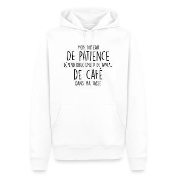 patience et café / cadeau humour café - Sweat à capuche Premium bio Homme - blanc - Devant - Nico (187cm)