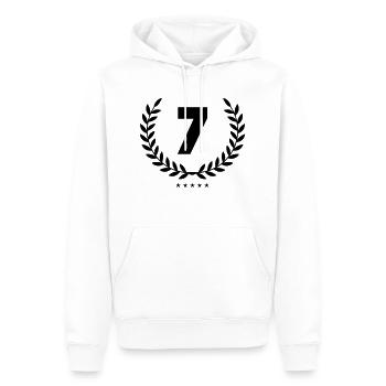 kranz 7 - Männer Premium Bio Hoodie - Weiß - Vorne - Nico (187cm)