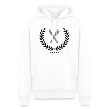Armoiries de la coutellerie - Sweat à capuche Premium bio Homme - blanc - Devant - Nico (187cm)