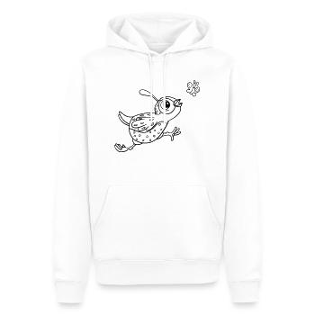 Lustig, süß, liebenswert. Wachtel & Schmetterling - Männer Premium Bio Hoodie - Weiß - Vorne - Nico (187cm)