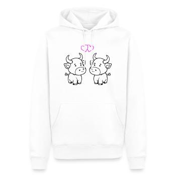 vache bébé amour - Sweat à capuche Premium bio Homme - blanc - Devant - Nico (187cm)