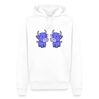 vache bébé amour - Sweat à capuche Premium bio Homme - blanc - Devant - Nico (187cm)