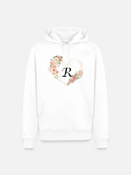 Blumiger goldener Herzbuchstabe - Männer Premium Bio Hoodie - Weiß