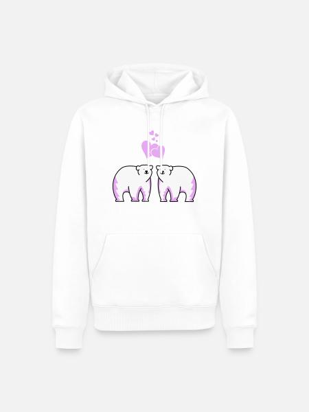 Eisbären verliebt - Männer Premium Bio Hoodie - Weiß