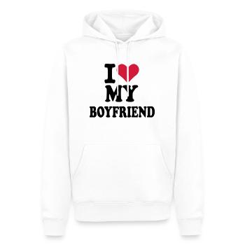 Boyfriend - ami - Sweat à capuche Premium bio Homme - blanc - Devant - Nico (187cm)