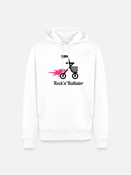 Rock 'n' Rollator - Männer Premium Bio Hoodie - Weiß