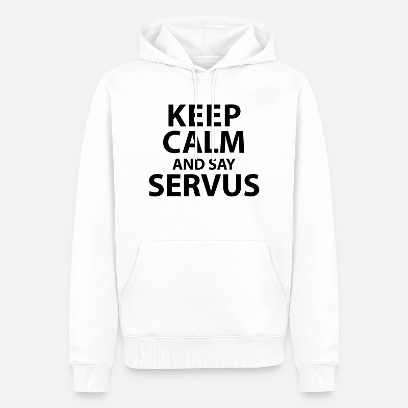 Keep calm and say Servus - Männer Premium Bio Hoodie - Weiß