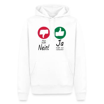 Nein heißt Nein + Daumen - Männer Premium Bio Hoodie - Weiß - Vorne - Nico (187cm)