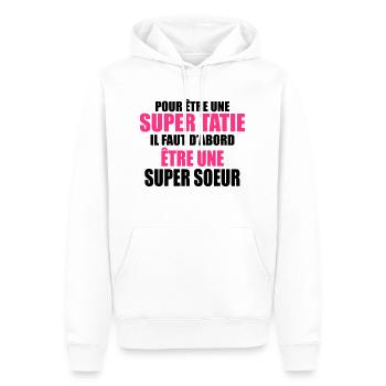 pour être une super tatie - Sweat à capuche Premium bio Homme - blanc - Devant - Nico (187cm)