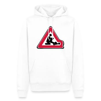 panneau routier deforme position amour - Sweat à capuche Premium bio Homme - blanc - Devant - Nico (187cm)