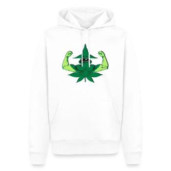 Muskel Hanf - Männer Premium Bio Hoodie - Weiß - Vorne - Nico (187cm)