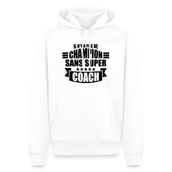 pas de champion sans super coach - Sweat à capuche Premium bio Homme - blanc - Devant - Nico (187cm)