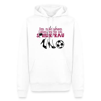 Im nächsten Leben werde ich Spielerfrau - Männer Premium Bio Hoodie - Weiß - Vorne - Nico (187cm)