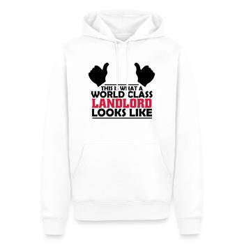 world class landlord - Men’s Premium Organic Hoodie - white - Front - Nico (187cm)